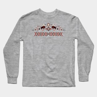 Native American Pattern with Bisons Long Sleeve T-Shirt